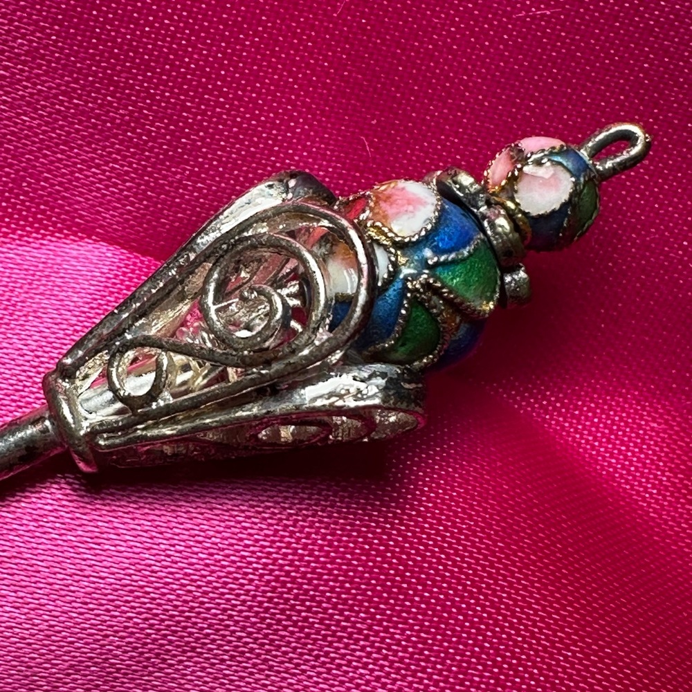 Vintage Multicolor Cloisonné Hair/Hat Pin